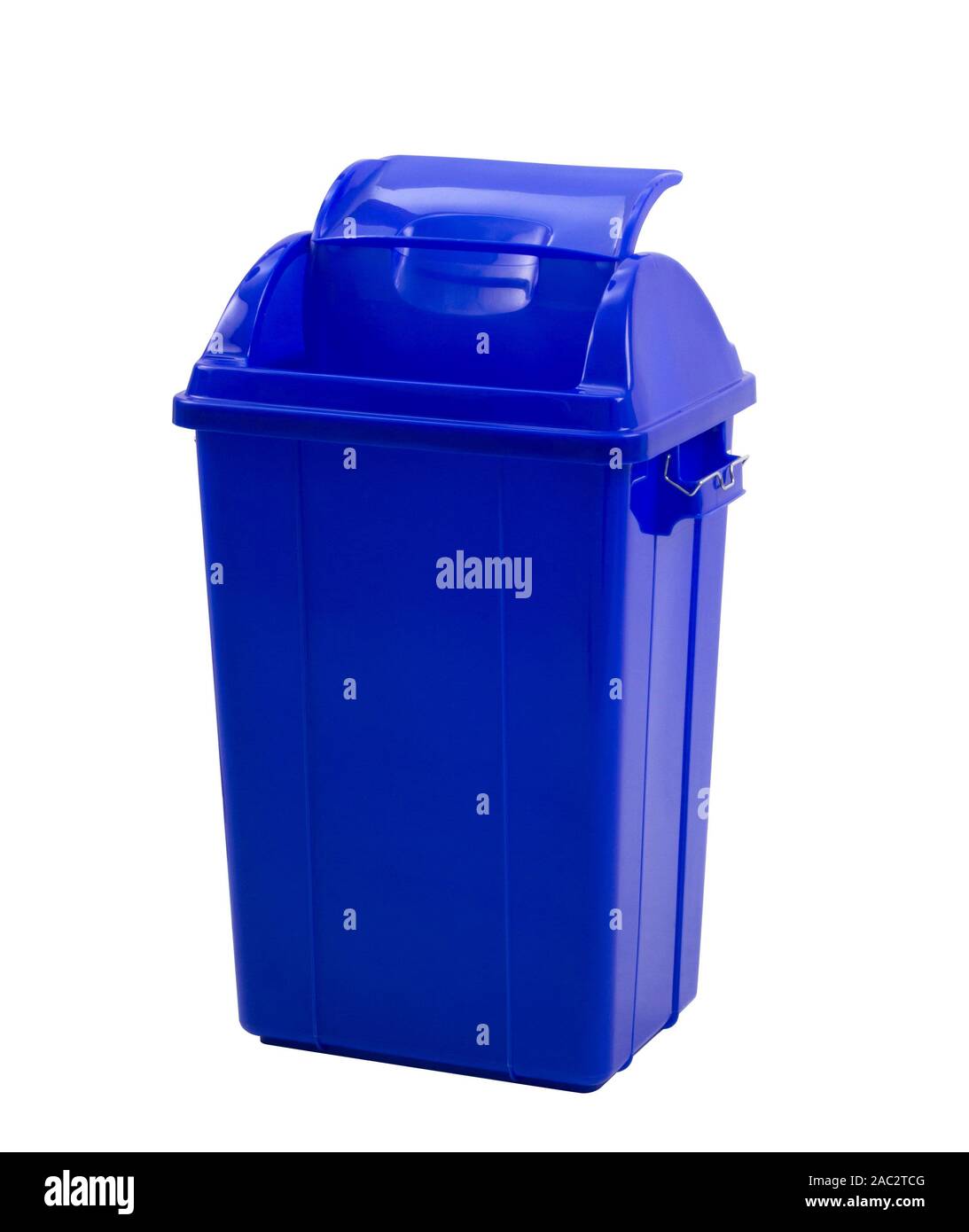 blue trash bin isolated on white background Stock Photo Alamy