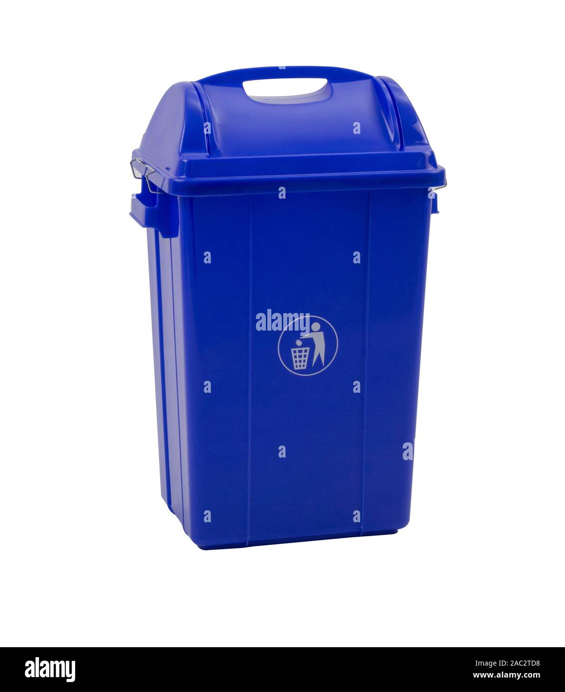 blue trash bin isolated on white background Stock Photo Alamy