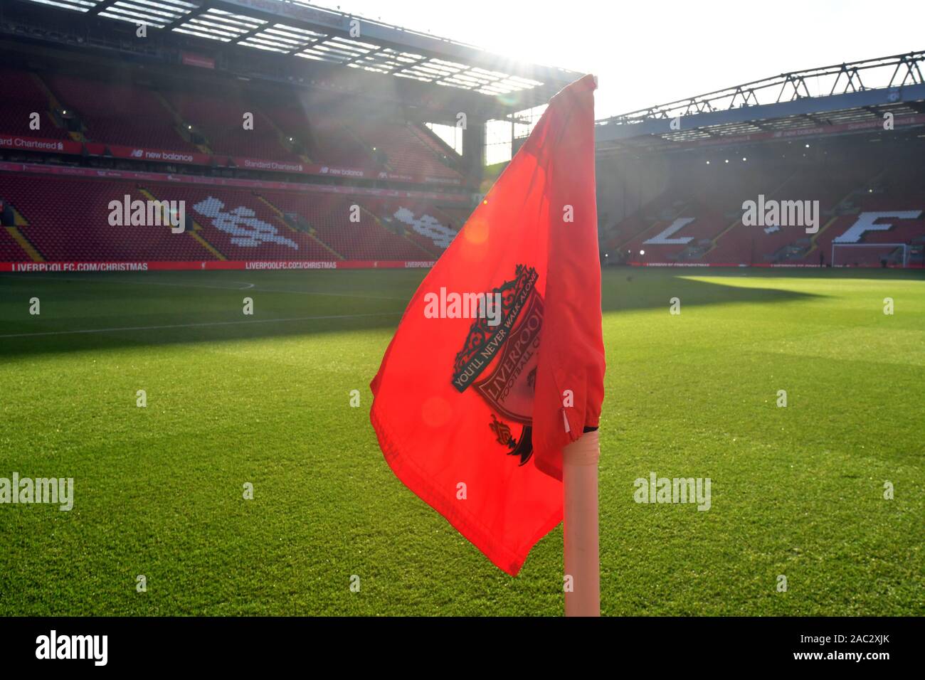 A General View Liverpool Flag Ahead Of The Premier League Match At Anfield Liverpool Stock Photo Alamy