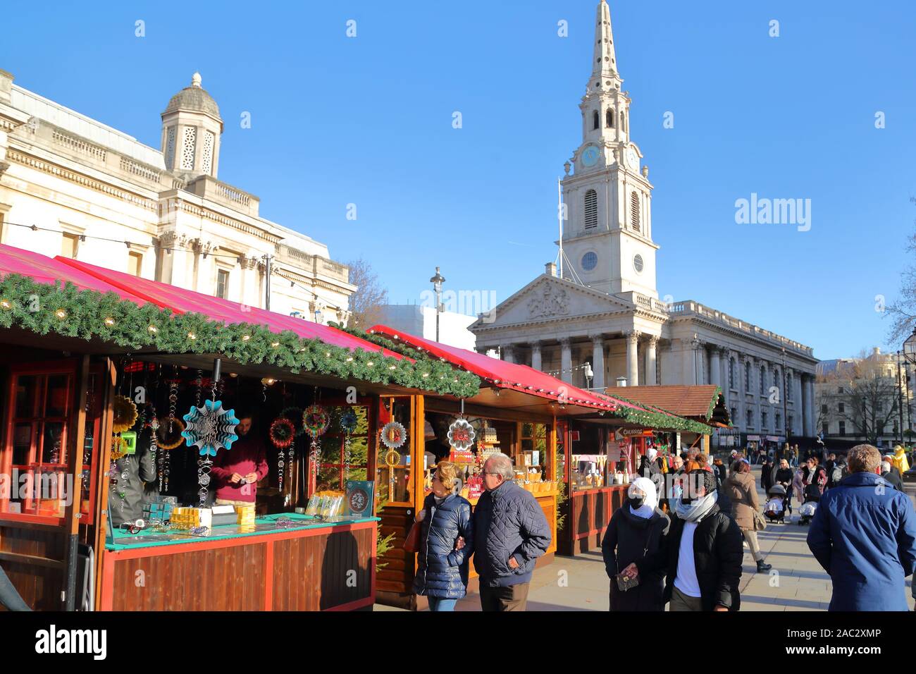 Christmas Market at Trafalgar Square, Westminster, London, UK Stock Photo Alamy