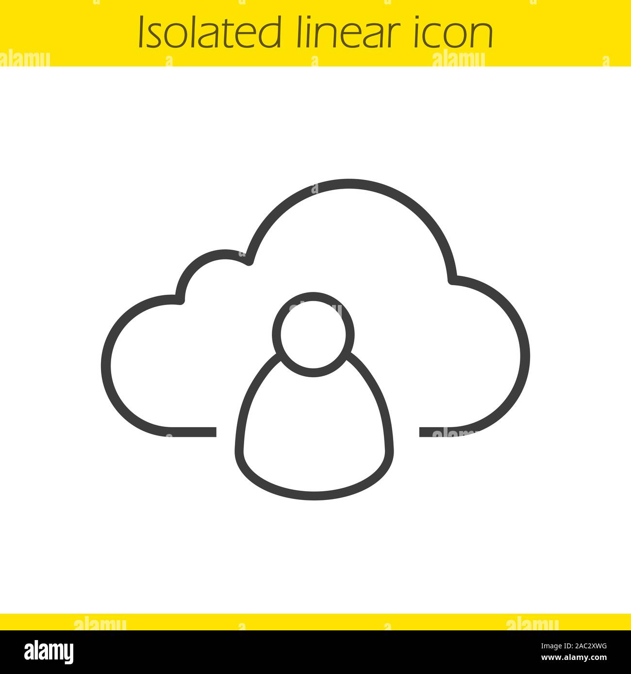 Cloud storage user linear icon. Thin line illustration. Personal data web hosting. Cloud computing contour symbol. Vector isolated outline drawing Stock Vector