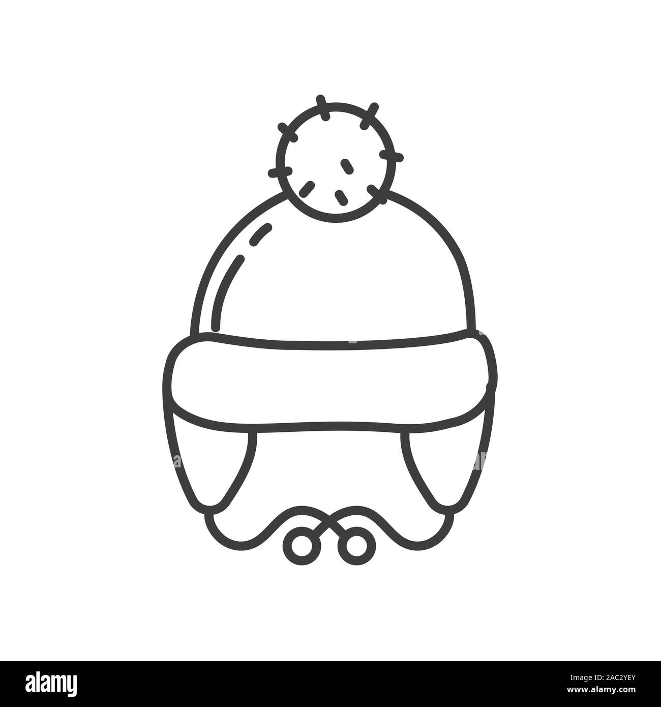 Winter hat linear icon. Thin line illustration. Winter cap with ear