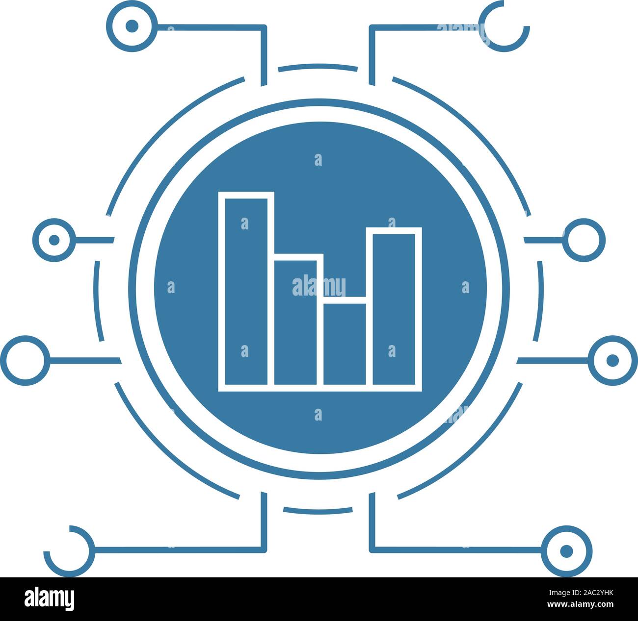 Digital charts flat linear long shadow icon. Analysis. Statistics ...