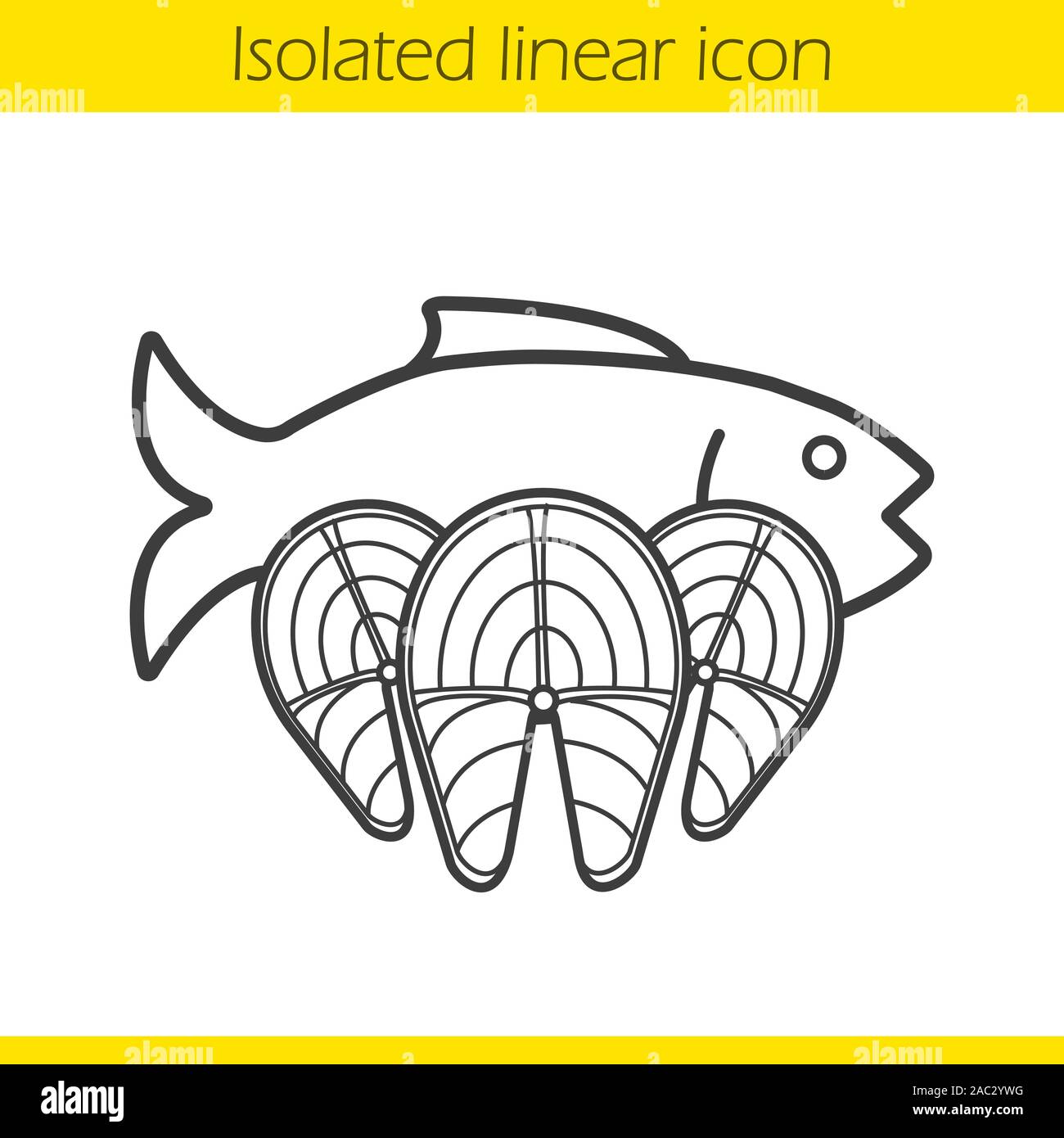 Fish linear icon. Seafood thin line illustration. Salmon fillet steaks