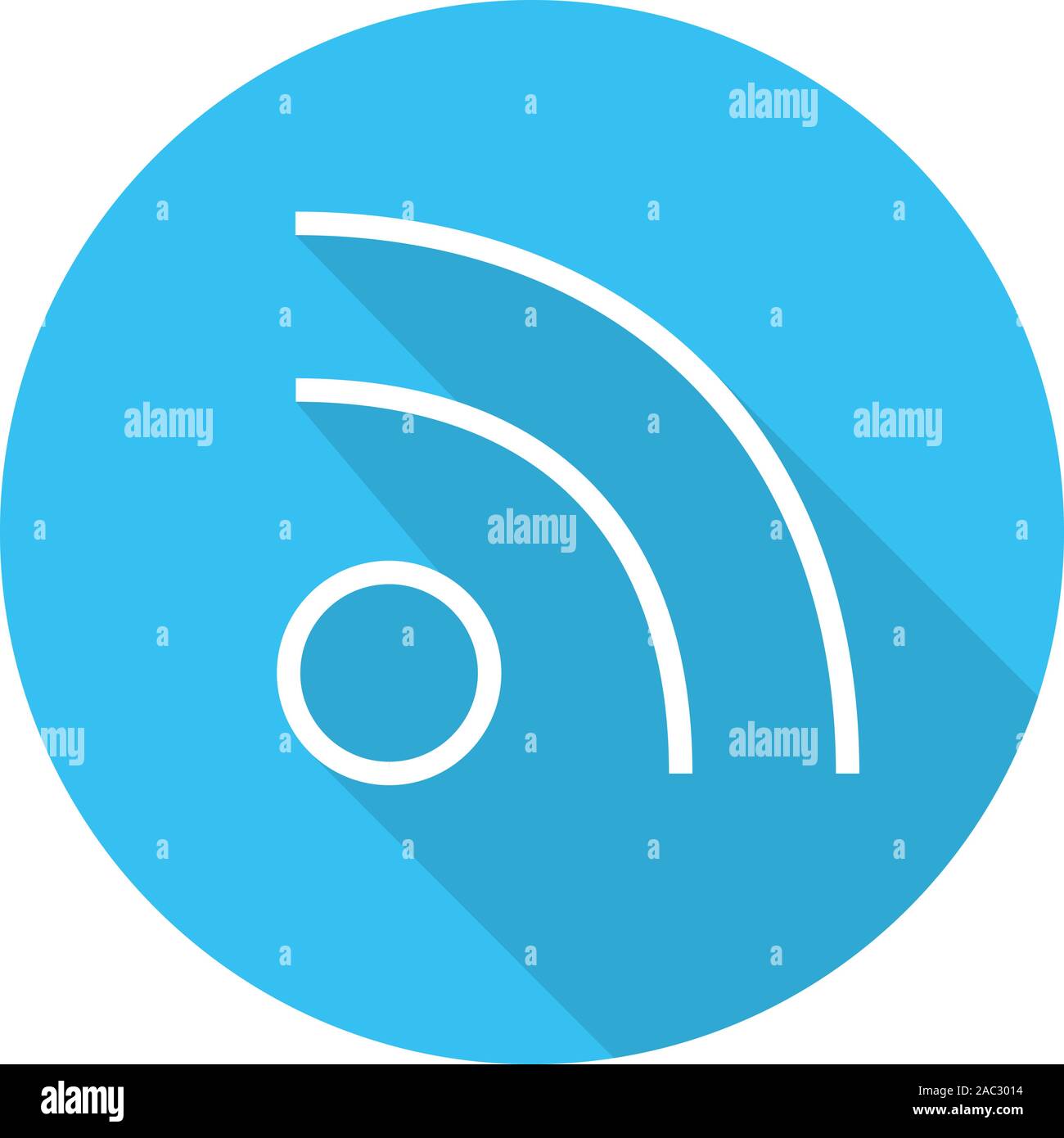 Rss feed sign. Flat linear long shadow icon. Vector line symbol Stock Vector