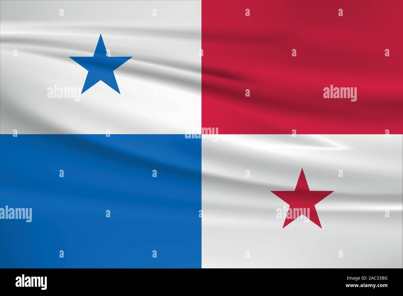 Waving Panama flag, official colors and ratio correct. Panama national