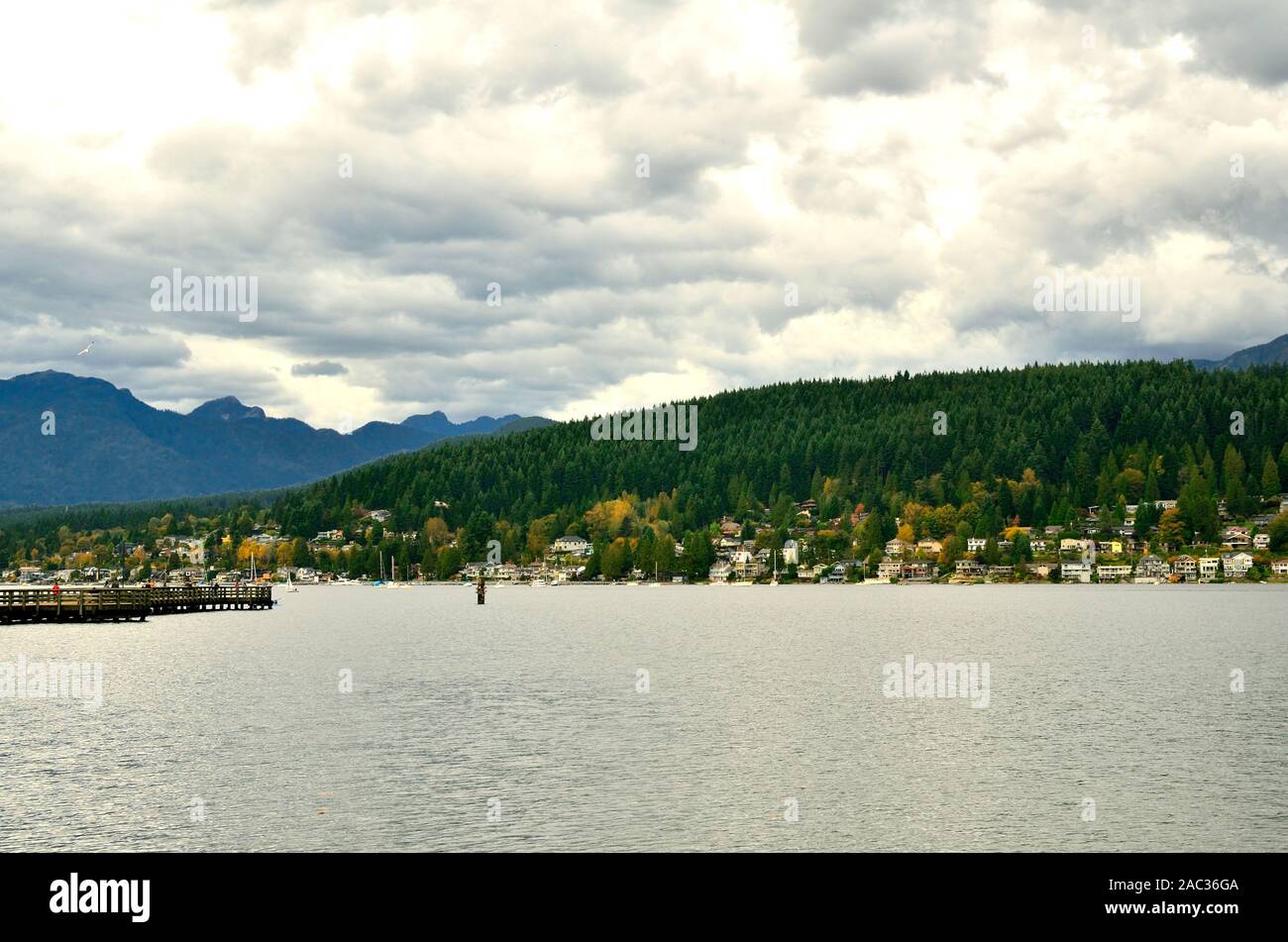 Port Moody, view over Burrard Inlet Stock Photo