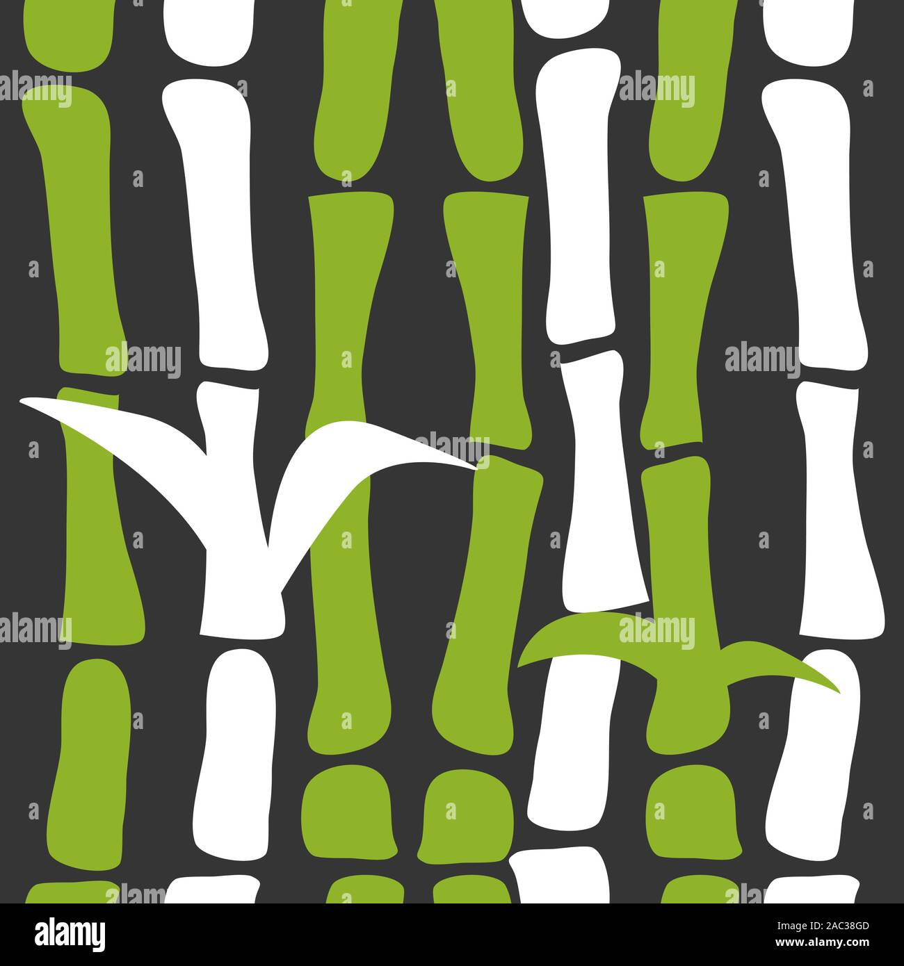 bamboo, nature green seamless pattern, vector background with tropical plants, hand drawn endless pattern Stock Vector