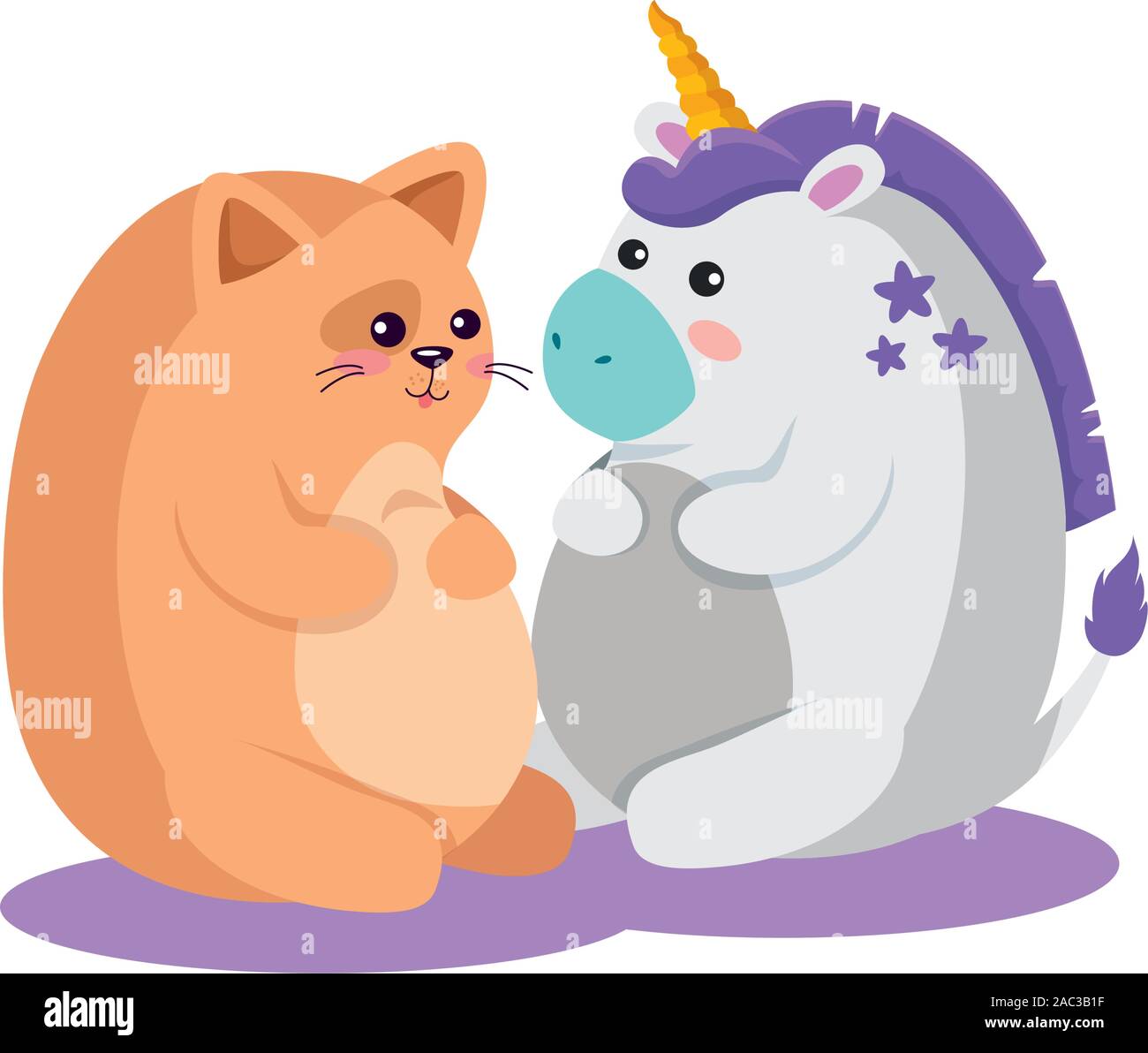Unicorn cat cartoon design, Magic fantasy fairytale childhood and