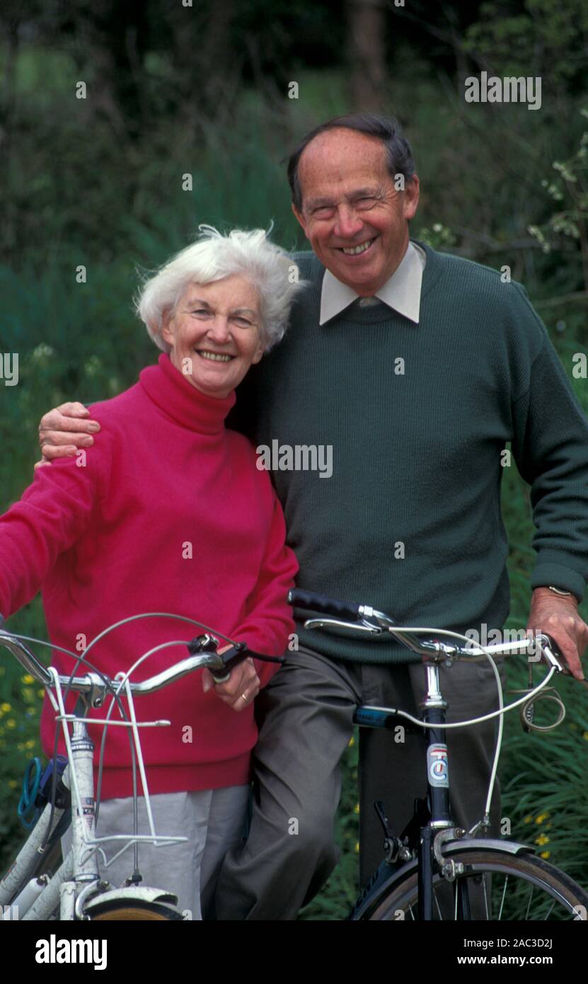 portrait happy elderly couple Stock Photo