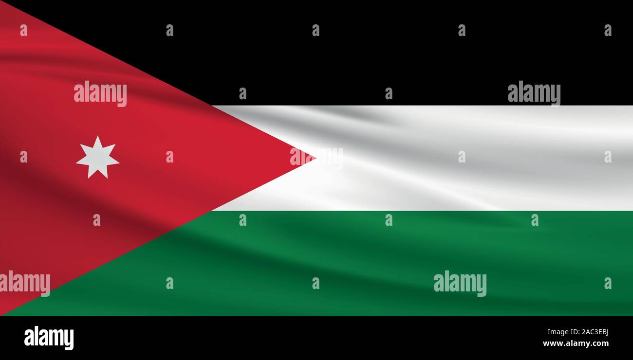 Waving Jordan flag, official colors and ratio correct. Jordan national
