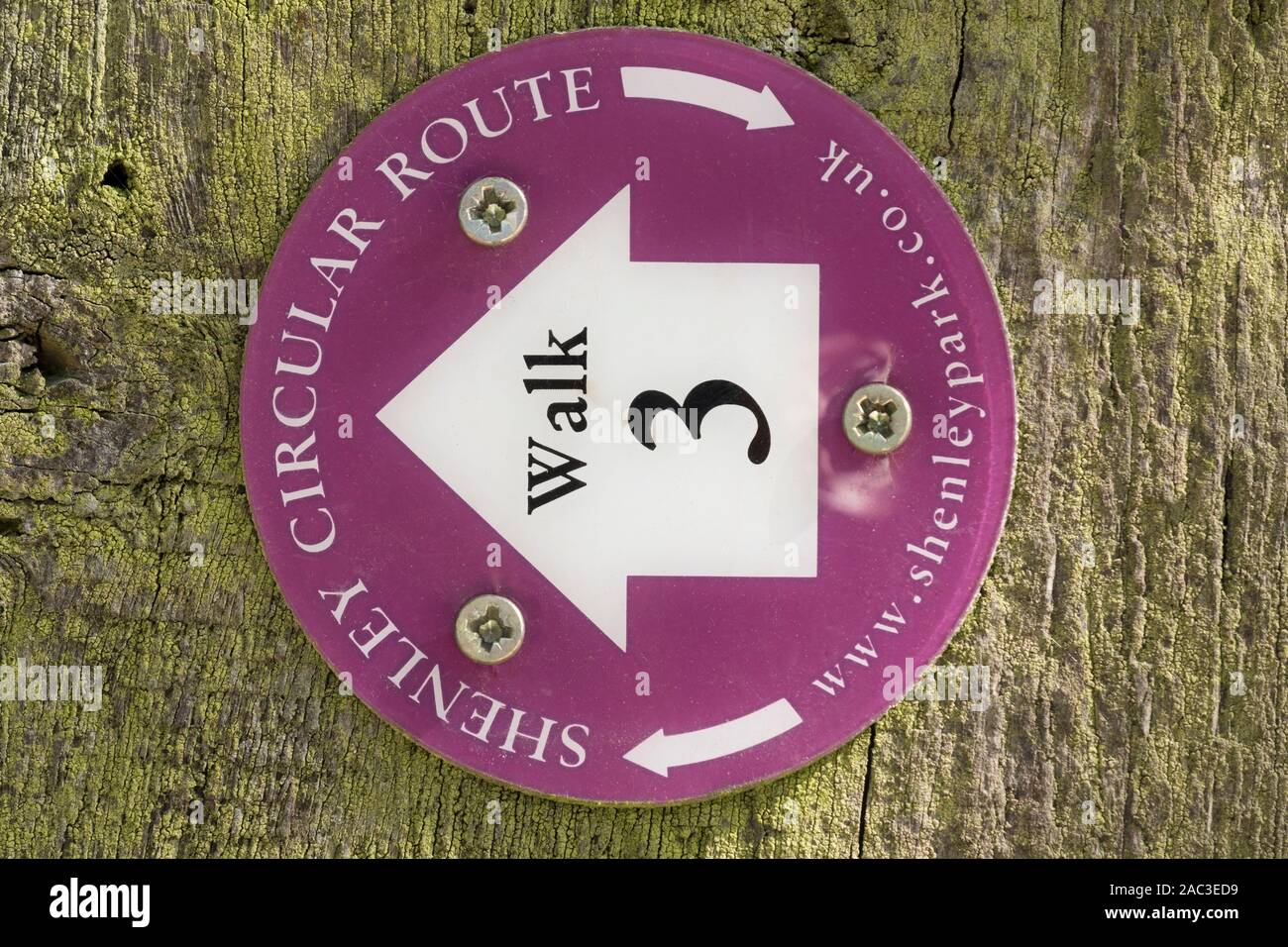 Directional sign for Shenley Walk no 3. Stock Photo