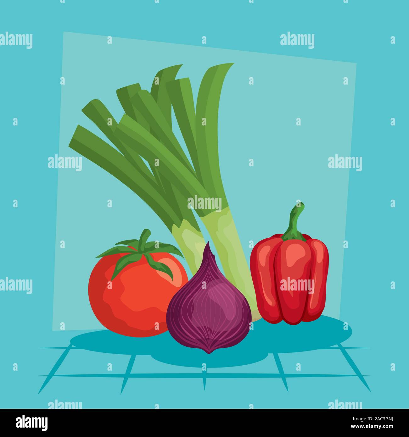 leek onion pepper and tomato vector design Stock Vector Image & Art - Alamy