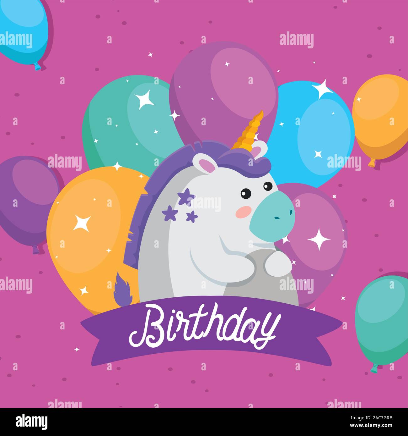 Unicorn with happy birthday vector design Stock Vector Image & Art - Alamy