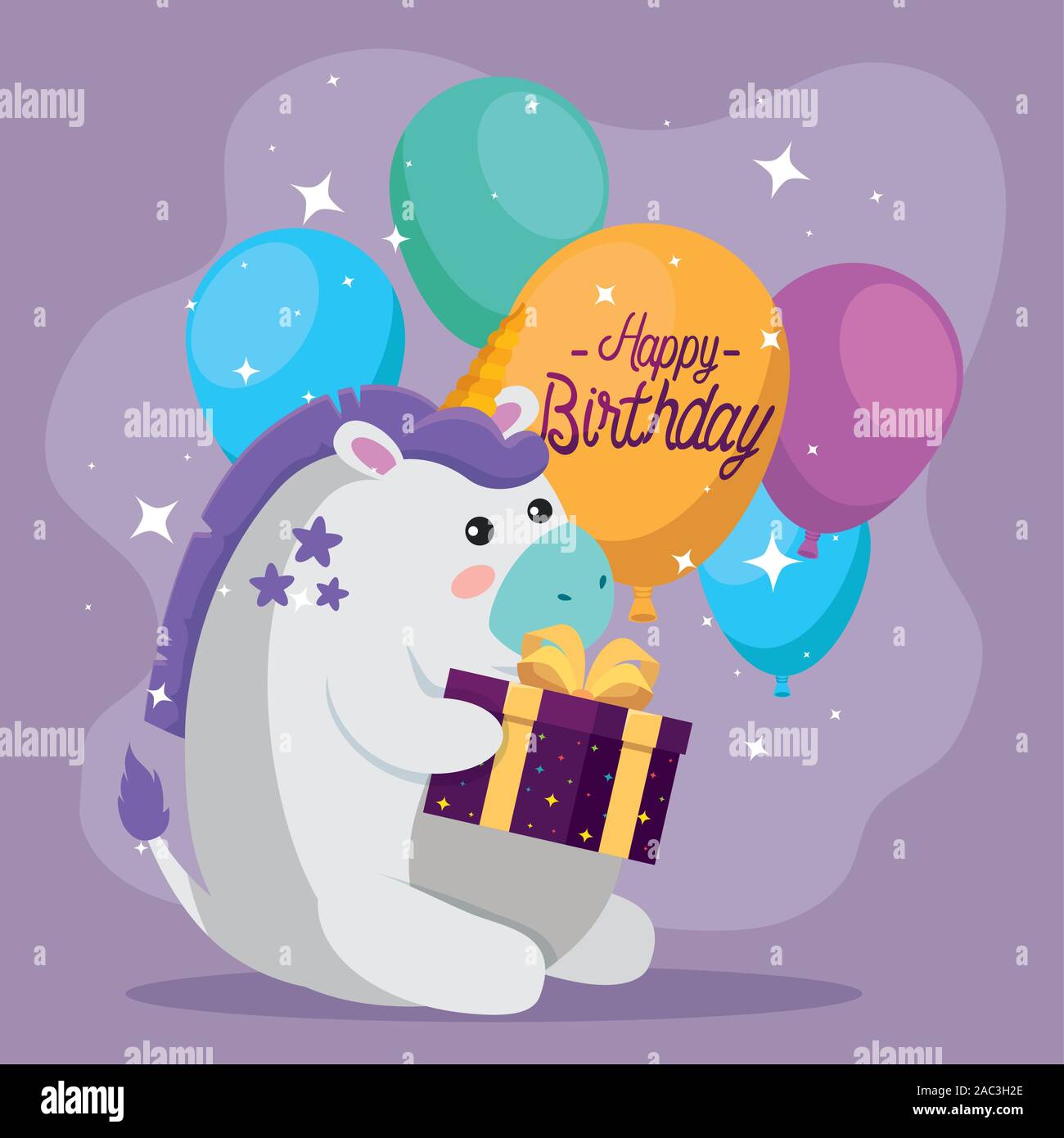 Unicorn with happy birthday vector design Stock Vector Image & Art - Alamy