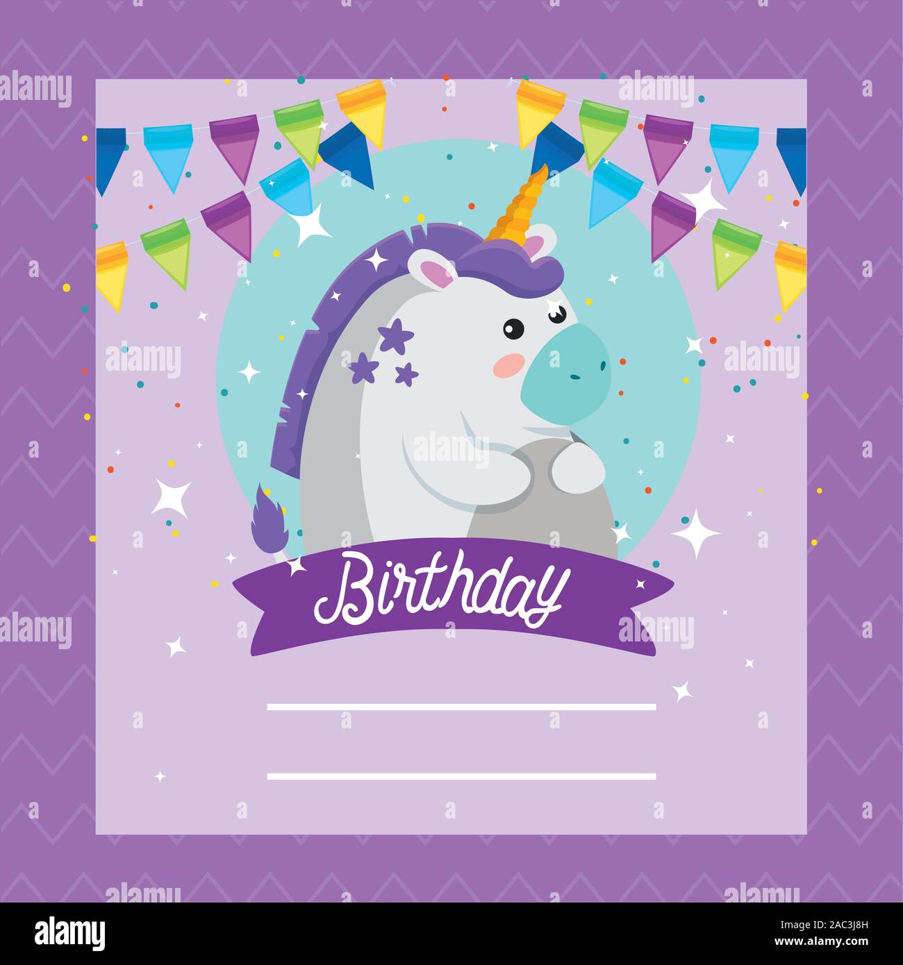 Unicorn with happy birthday vector design Stock Vector Image & Art - Alamy