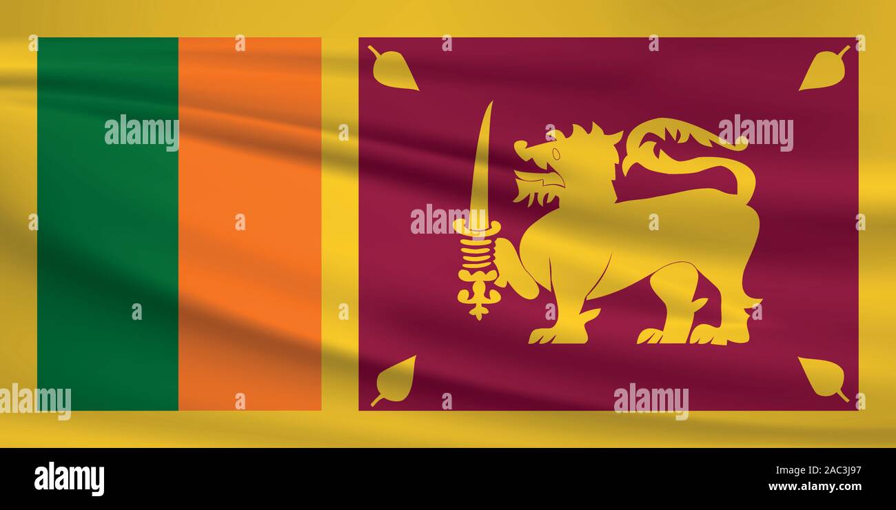 Waving Sri Lanka Flag Official Colors And Ratio Correct Sri Lanka 