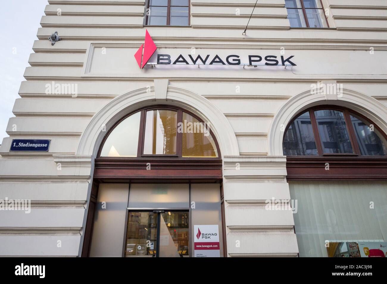 VIENNA, AUSTRIA - NOVEMBER 6, 2019: Bawag PSK logo in front of their office  for Vienna. Bawag PSK is an Austrian retail and commercial bank, the fourt  Stock Photo - Alamy