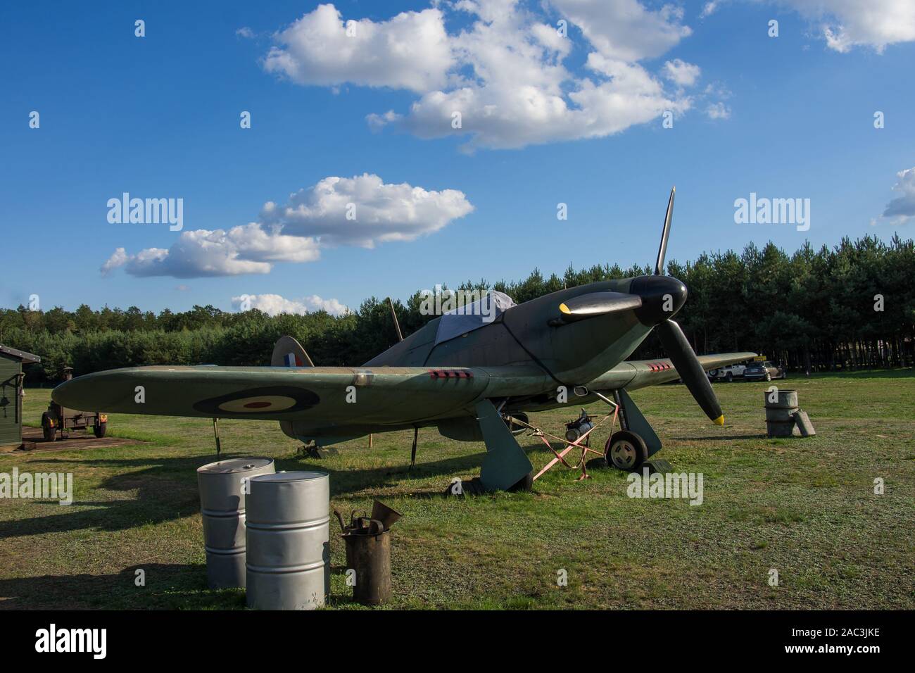 Hawker Hurricane fighter aircraft in 303 Squadron Museum, Napoleon, Poland Stock Photo
