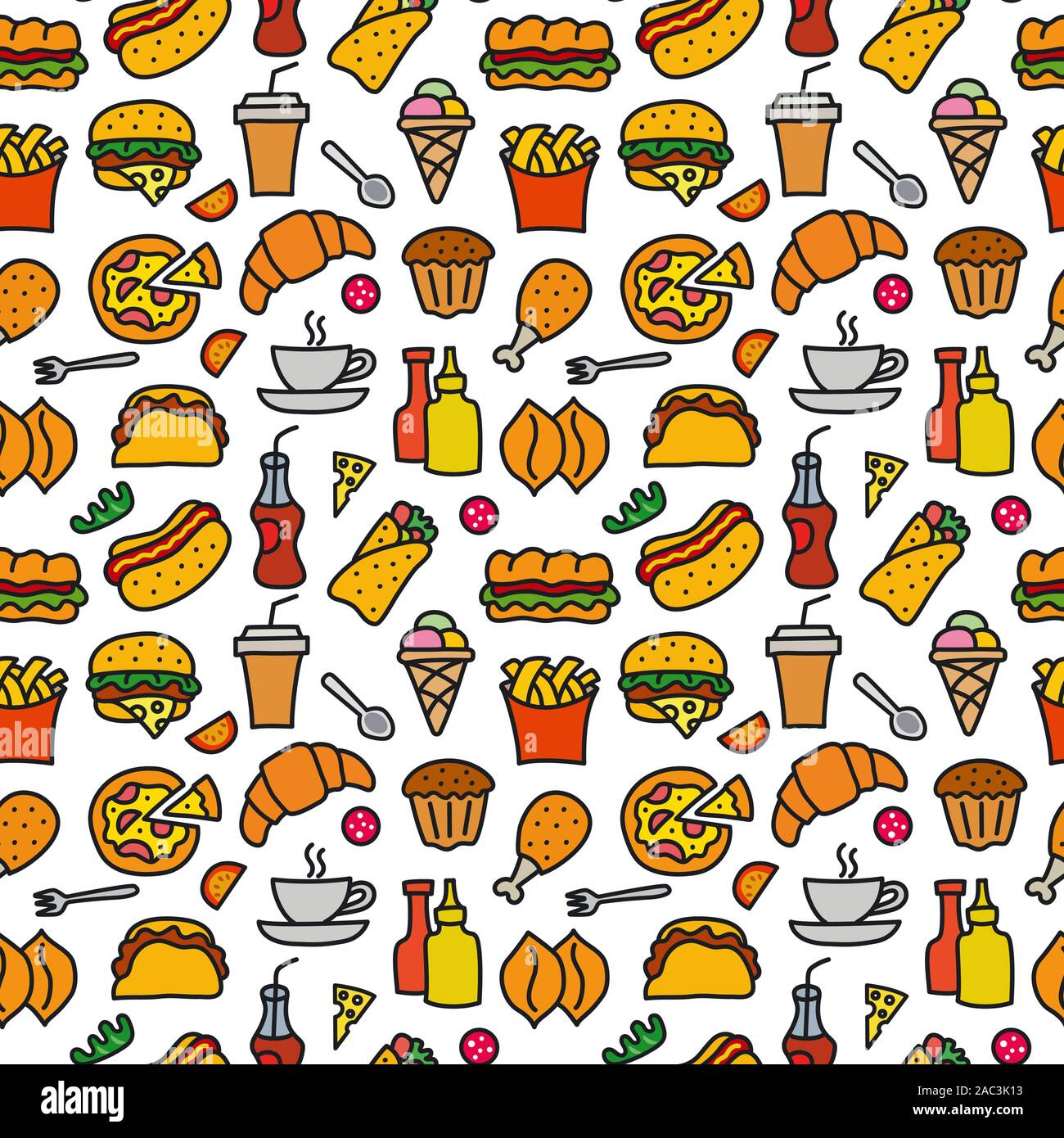 illustration of the fast food seamless pattern Stock Vector Image & Art ...