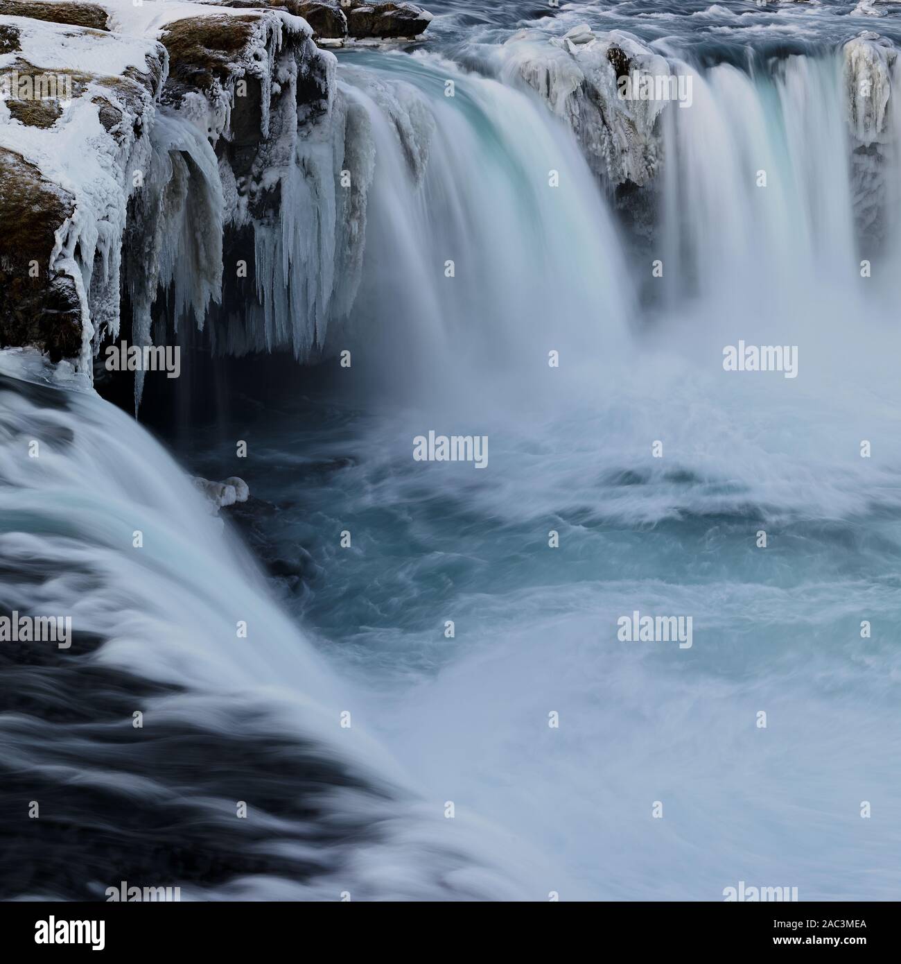 Godafoss, god's waterfall in Iceland at winter Stock Photo