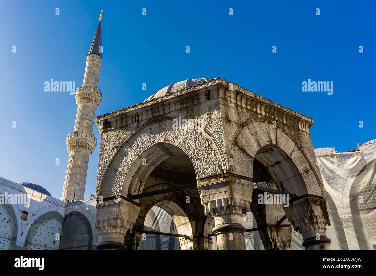 Exterior detail view at Sultan Ahmed Mosque (Blue Mosque) in Istanbul ...