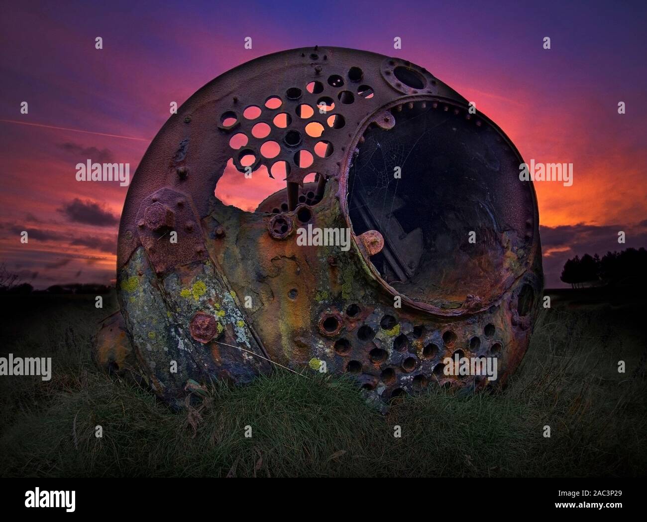 Old Boiler from the Ship, Barnaby sands, Wyre estuary, Lancashire UK Stock Photo