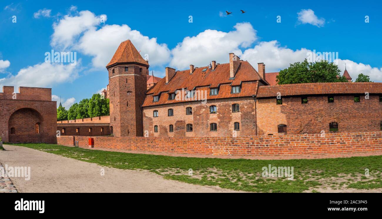 Vew for Teutonic Castle in Malbork (Marienburg) in Pomerania. Poland. Europe Stock Photo
