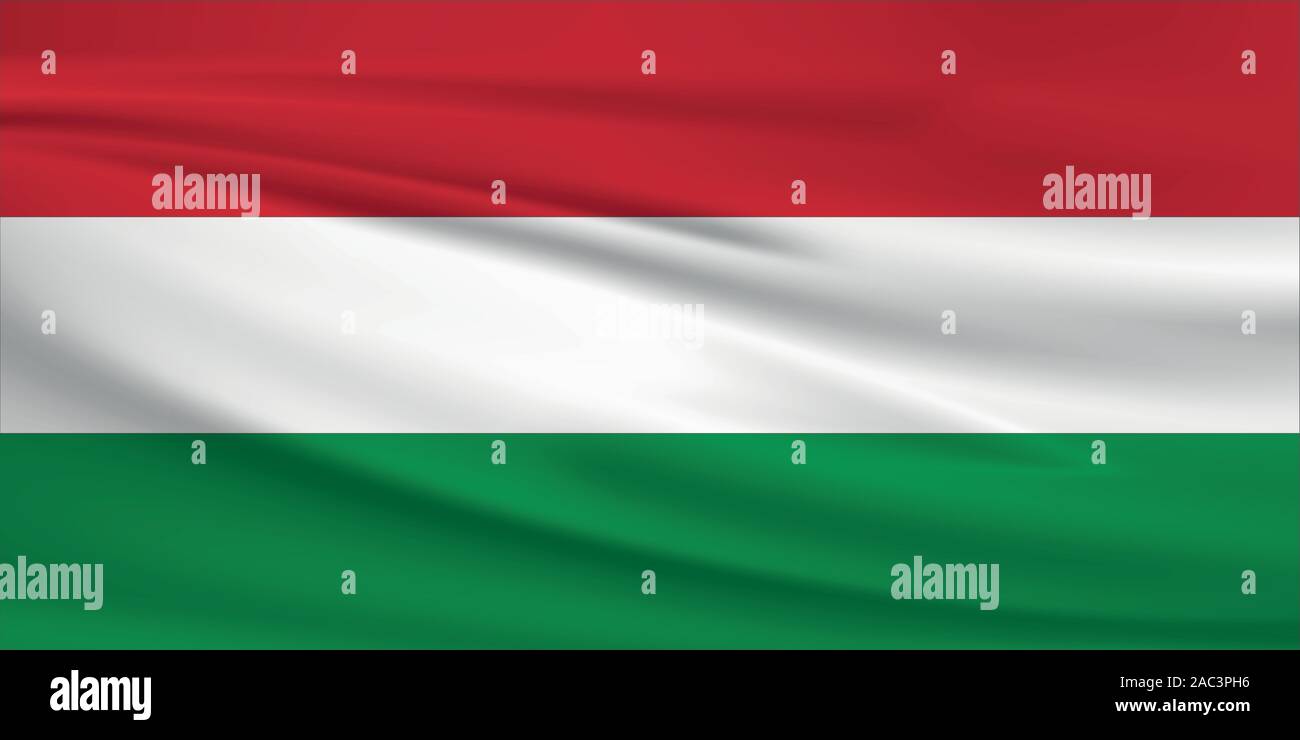Waving Hungary flag, official colors and ratio correct. Hungary national flag. Vector illustration. Stock Vector