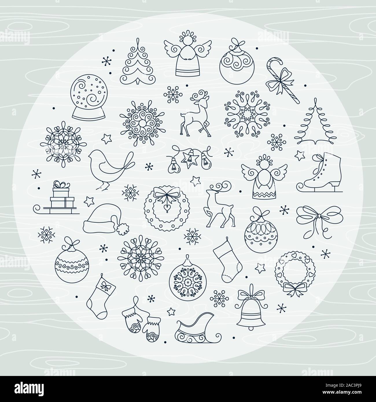 Circular christmas vector pattern for print, web, and prints Stock Vector