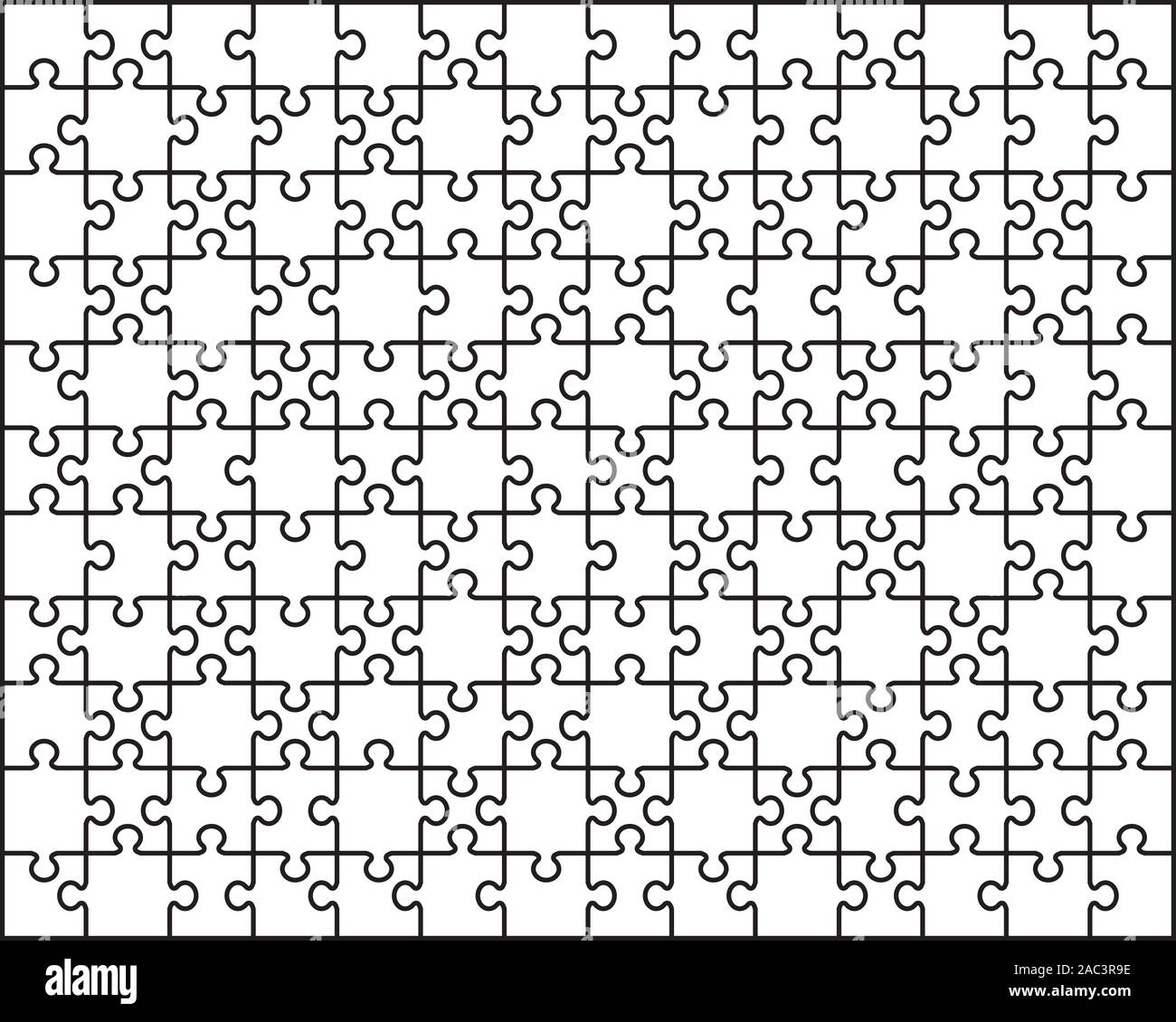 Vector illustration of big white puzzle, separate pieces Stock Photo