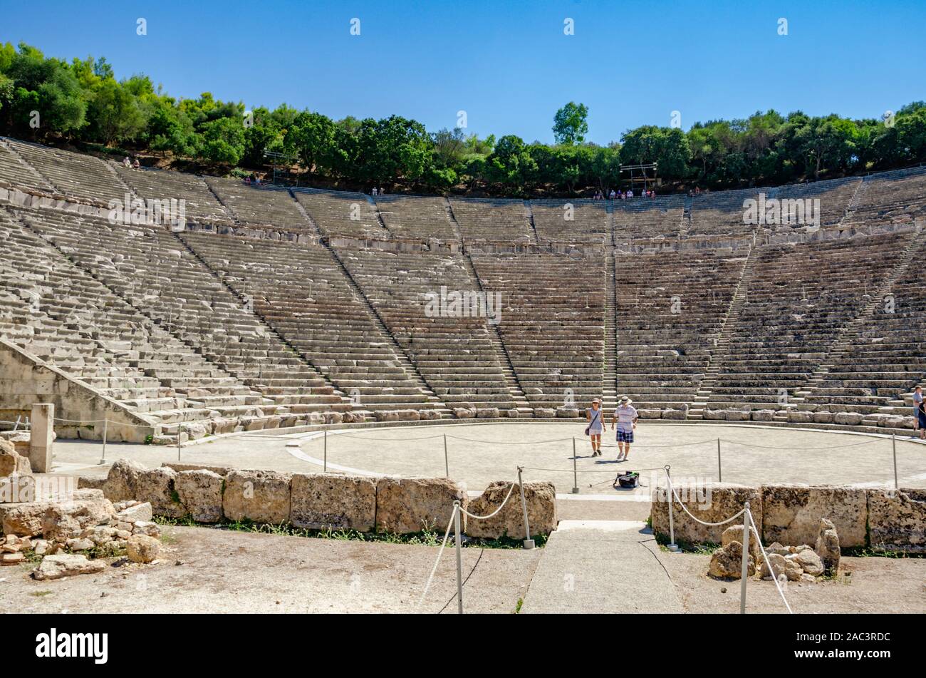 Parts of the ancient theater in Epiaurus, Greece Stock Photo Alamy