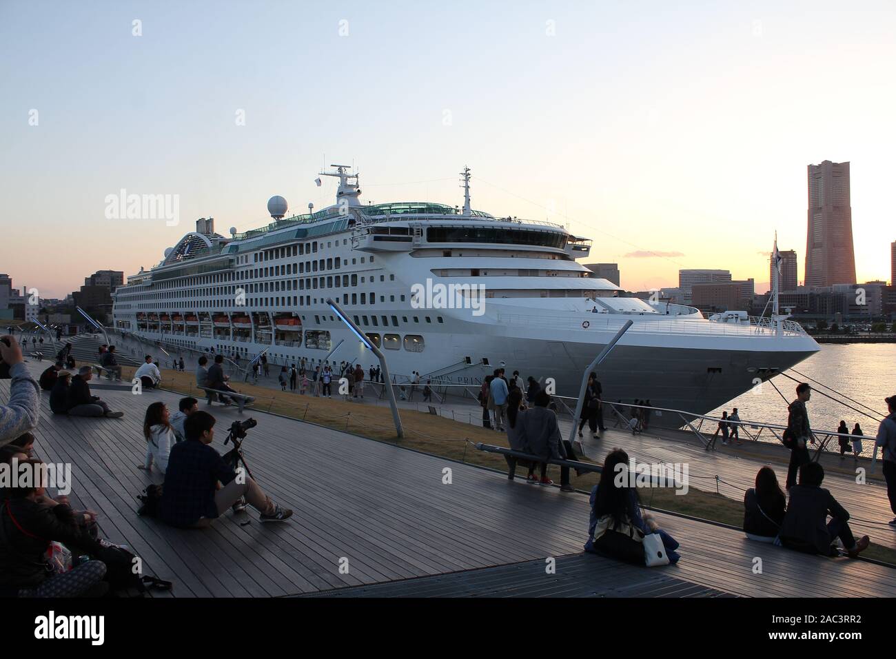 YOKOHAMA, JAPAN - APRIL 15, 2017: Cruise ship Dawn Princess docked at the Osanbashi Pier in Yokohama, Japan. Stock Photo