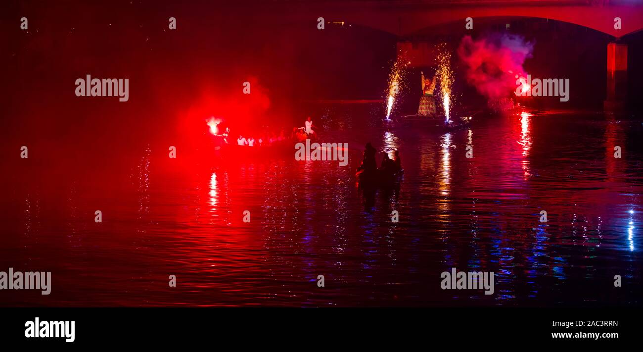 'Quema de Marijaia' (Burning Marijaia) , Aste Nagusia (English: Great Week) the main festival of Bilbao, Bizkaia, Basque Country, Spain, Europe Stock Photo