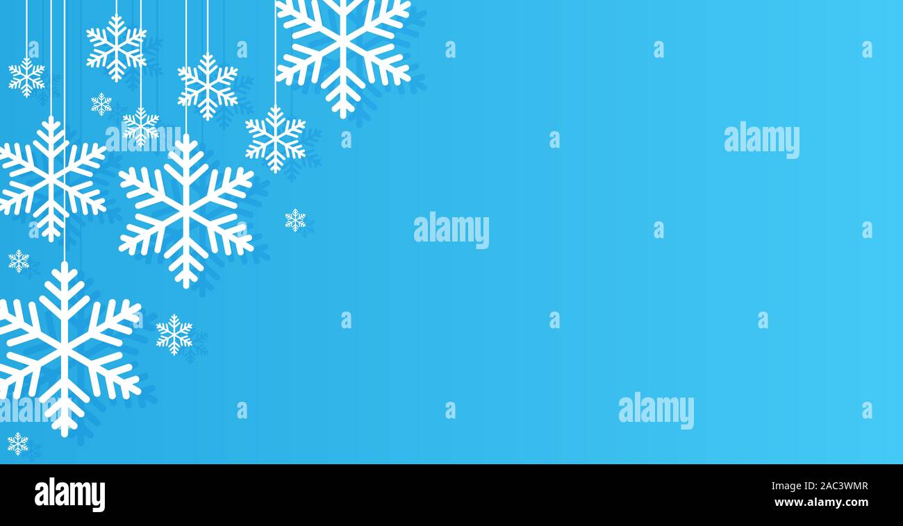 flat winter background with snowflake Stock Photo