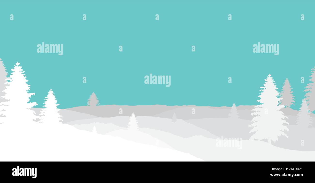 Winter Landscape Background. Flat Vector Illustration . simple background style Stock Vector
