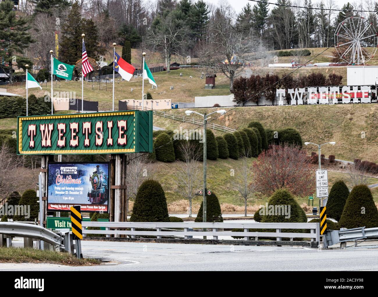 BLOWING ROCK, NC, USA-21 NOV 2019: Amusement park, Tweetsie Railroad