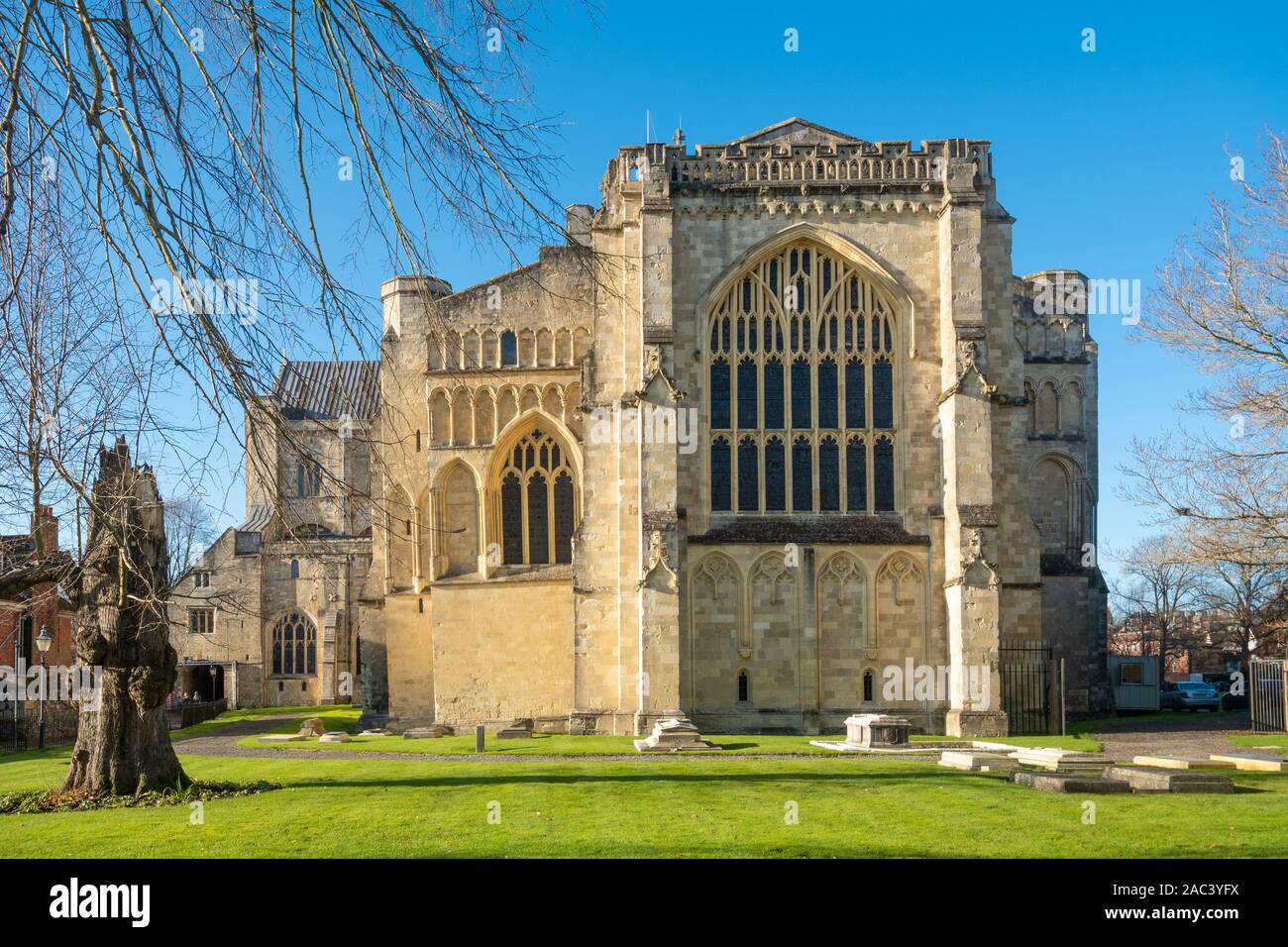 Winchester Cathedral during winter, Hampshire, England, UK Stock Photo