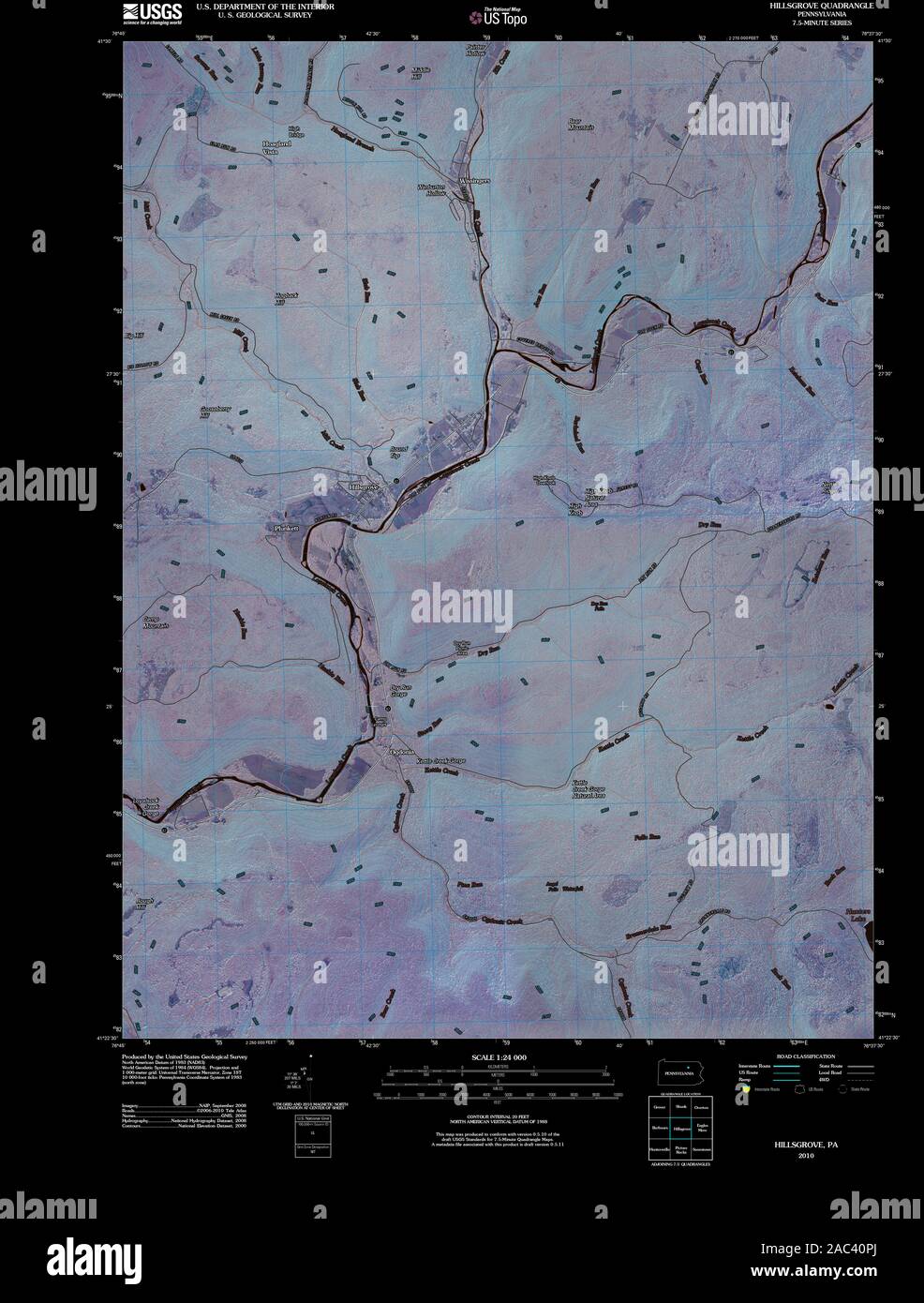 USGS TOPO Map Pennsylvania PA Hillsgrove 20100616 TM Inverted ...