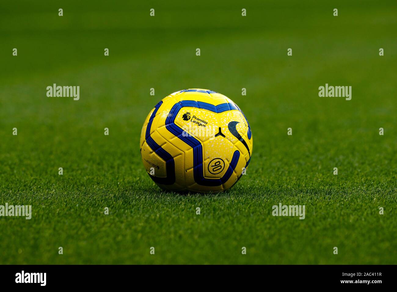 Stamford Bridge, London, UK. 30th Nov, 2019. English Premier League Football,  Chelsea versus West Ham United; Nike Premier League 2019/20 Strike Football  from the pitch - Strictly Editorial Use Only. No use