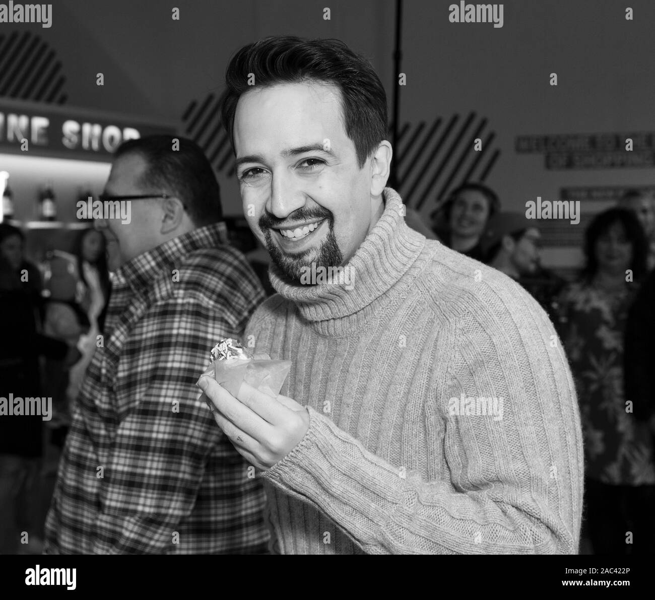 New York, NY - November 30, 2019: Lin-Manuel Miranda attends American Express interactive Main Street shop celebrating 10th annual small business Saturday at 632 Broadway Stock Photo