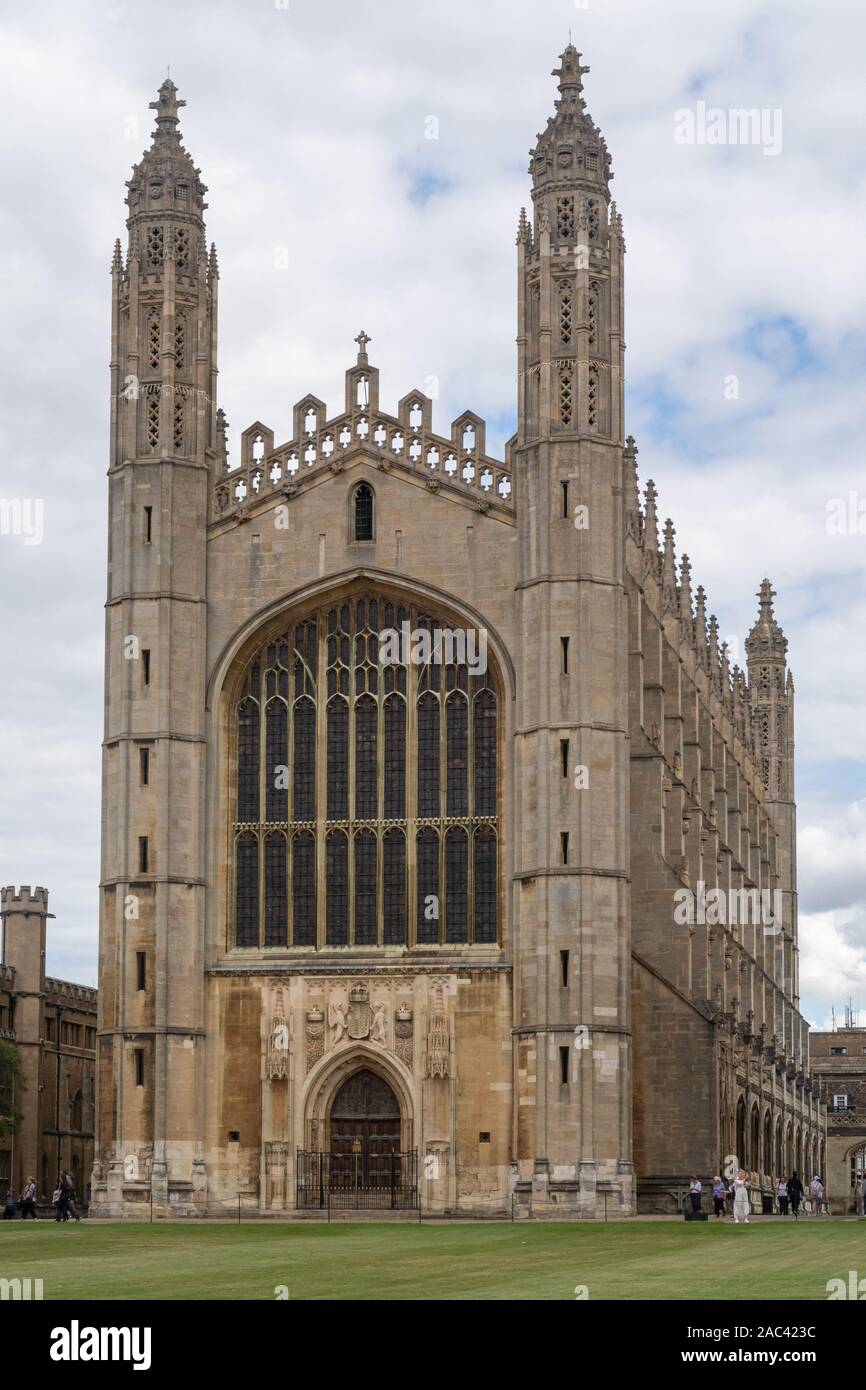 CAMBRIDGE, UK - AUGUST 4,2017: View of the chapel of Kings College, one of the most famous universities in Cambridge Stock Photo