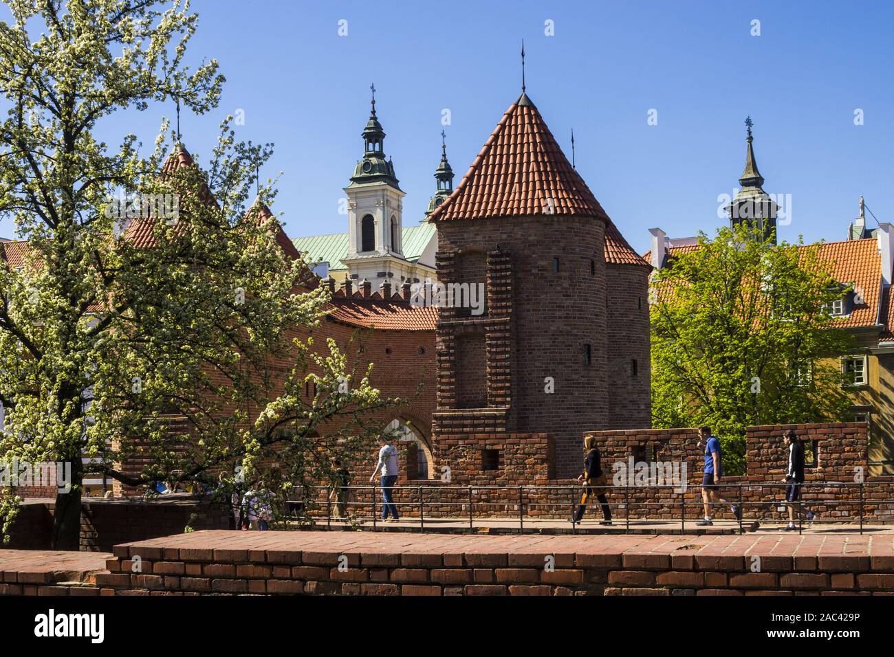 View of the Barbican walls, Warsaw defensive walls, Old Town, Warsaw, Poland Stock Photo
