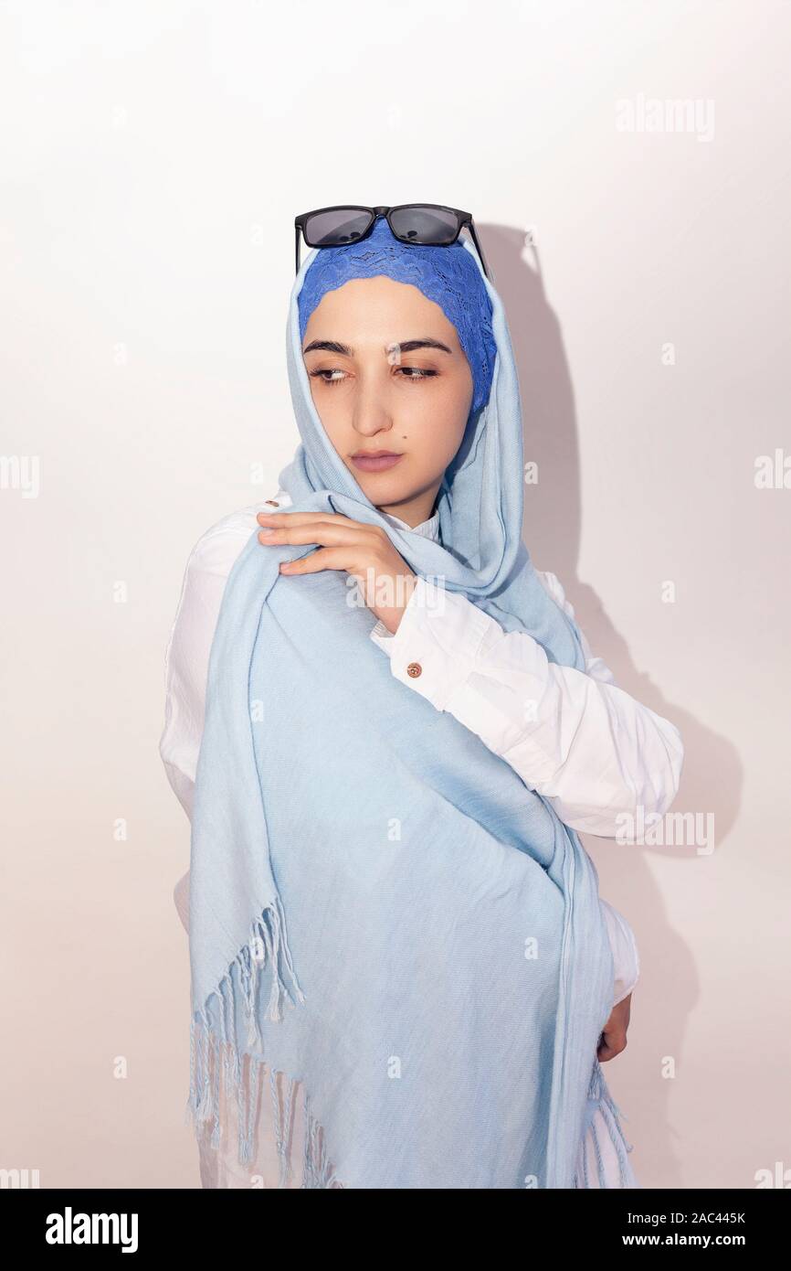 traditional Islamic clothing. Portrait ...