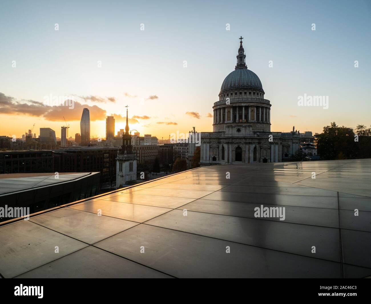 View from One New Change towards St Pauls Cathedral, London Stock Photo