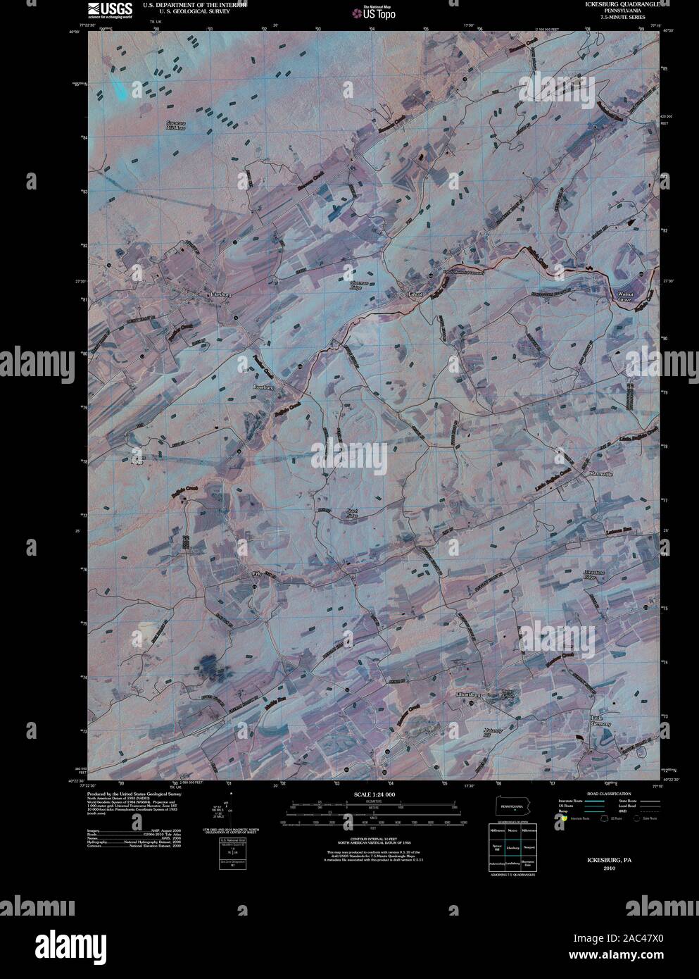 USGS TOPO Map Pennsylvania PA Ickesburg 20100611 TM Inverted
