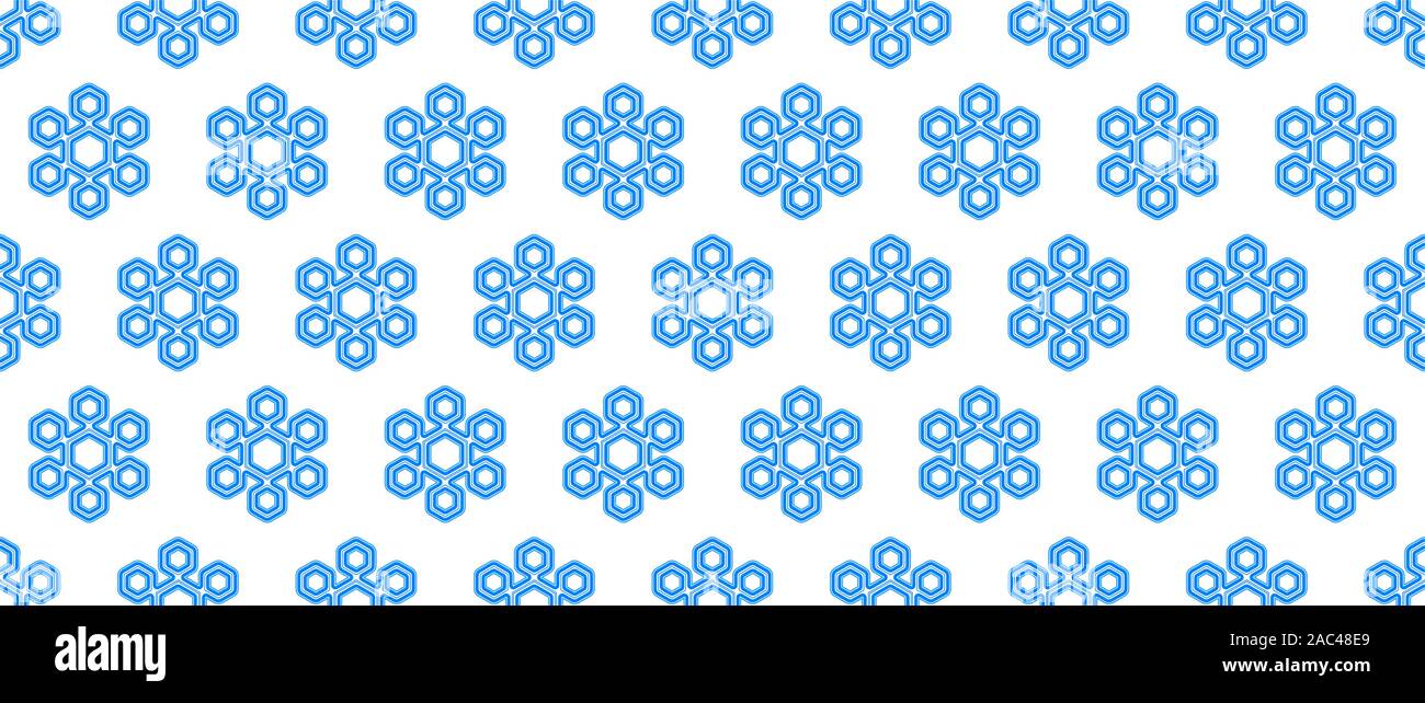 Seamless pattern of the abstract hexagonal geometric snowflakes Stock Vector