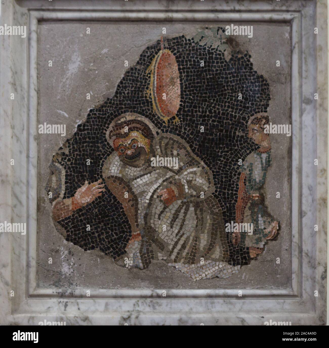 Comedy actor. Ancient Roman mosaic.  Naples, Italy Stock Photo