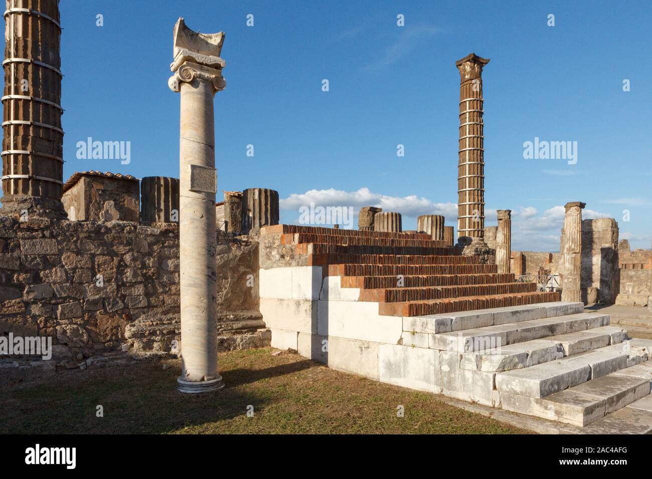 Temple of Apollo in Pompeii (Pompei) ruins. Ancient Roman city in Pompei, Province of Naples, Campania, Italy Stock Photo