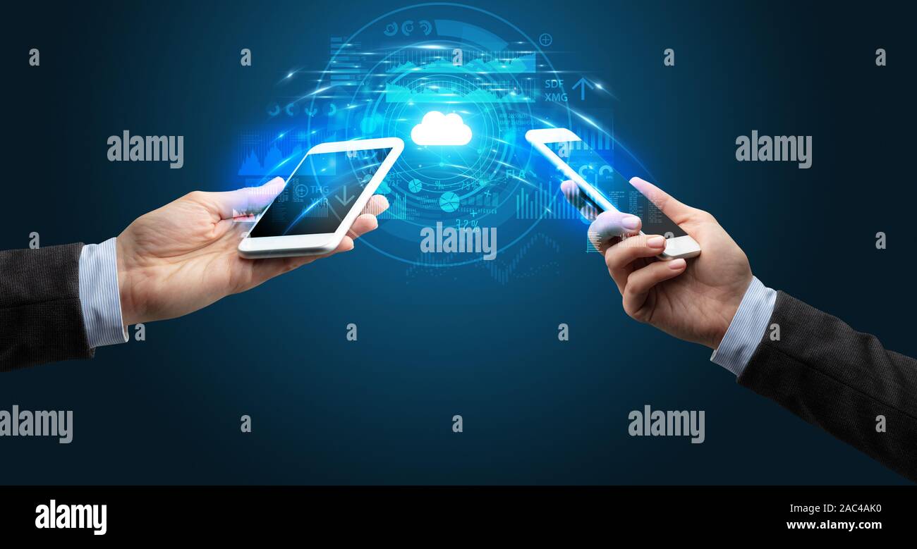 Two smart phones technology transfer hi-res stock photography and ...
